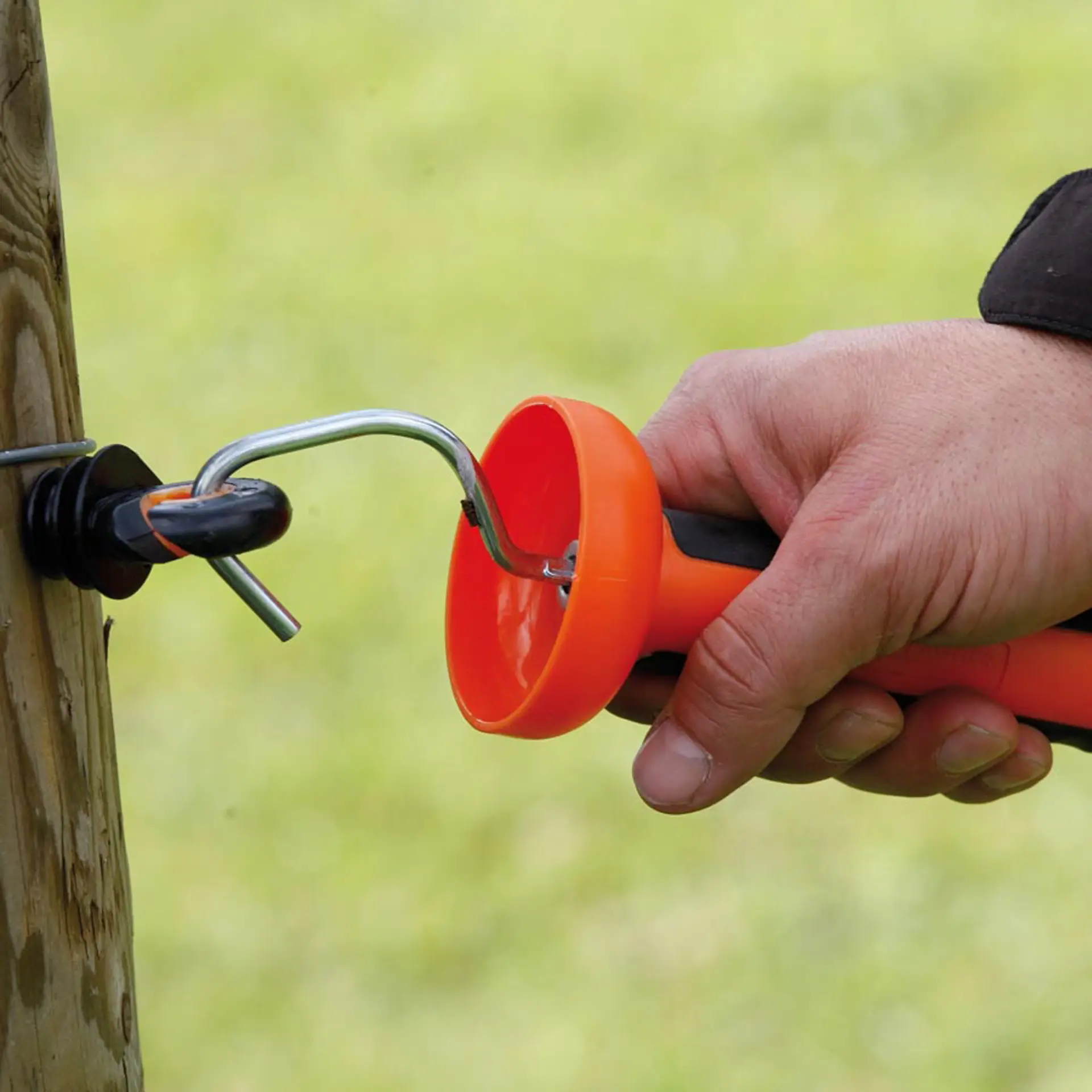 Zachte, oranje poortgreep voor touw/draad (inox) (1) (2)