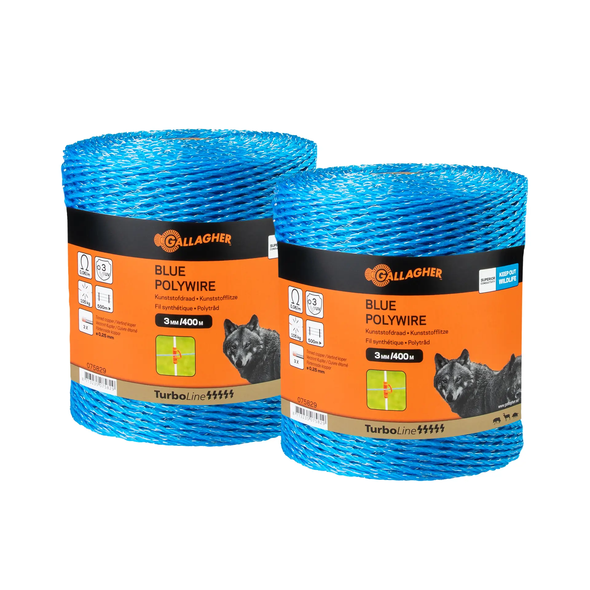 Duopack TurboLine blauwe polywire 2x400m