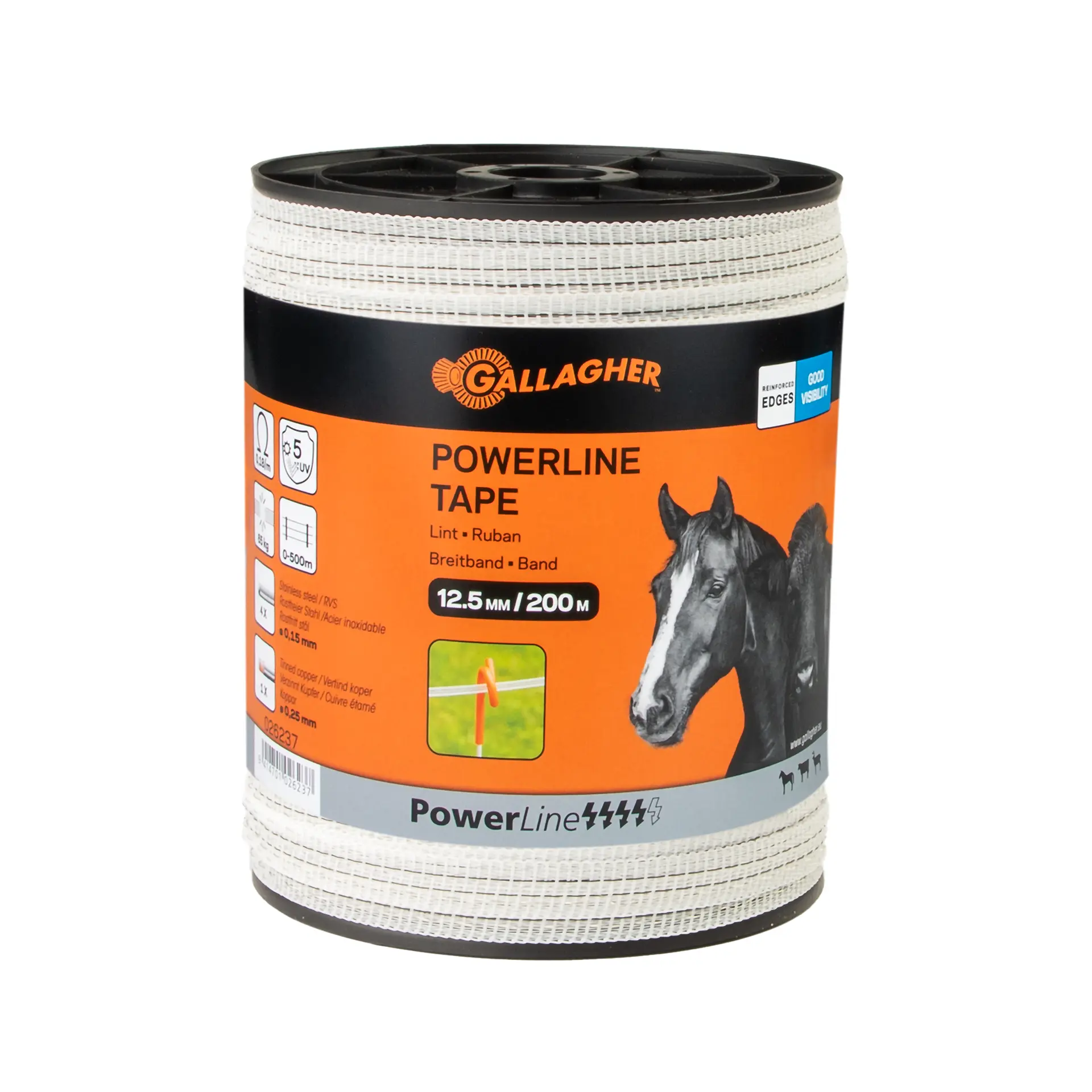 PowerLine tape 12,5 mm wit 200 m