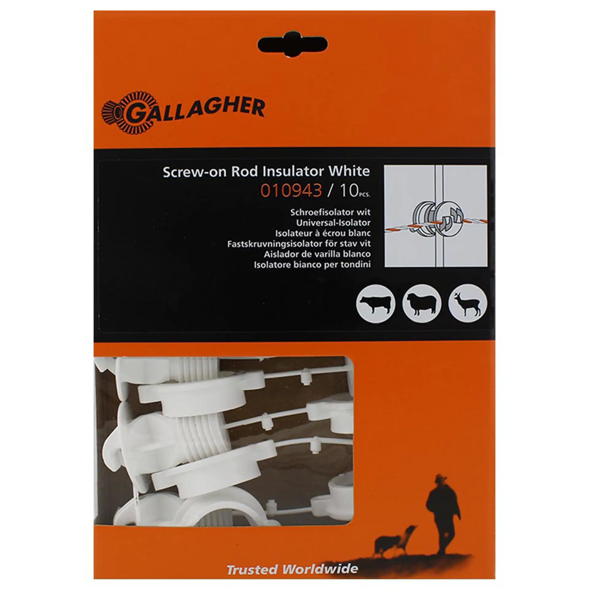 Schroefbare stangisolator wit 6/14mm (10) (6)