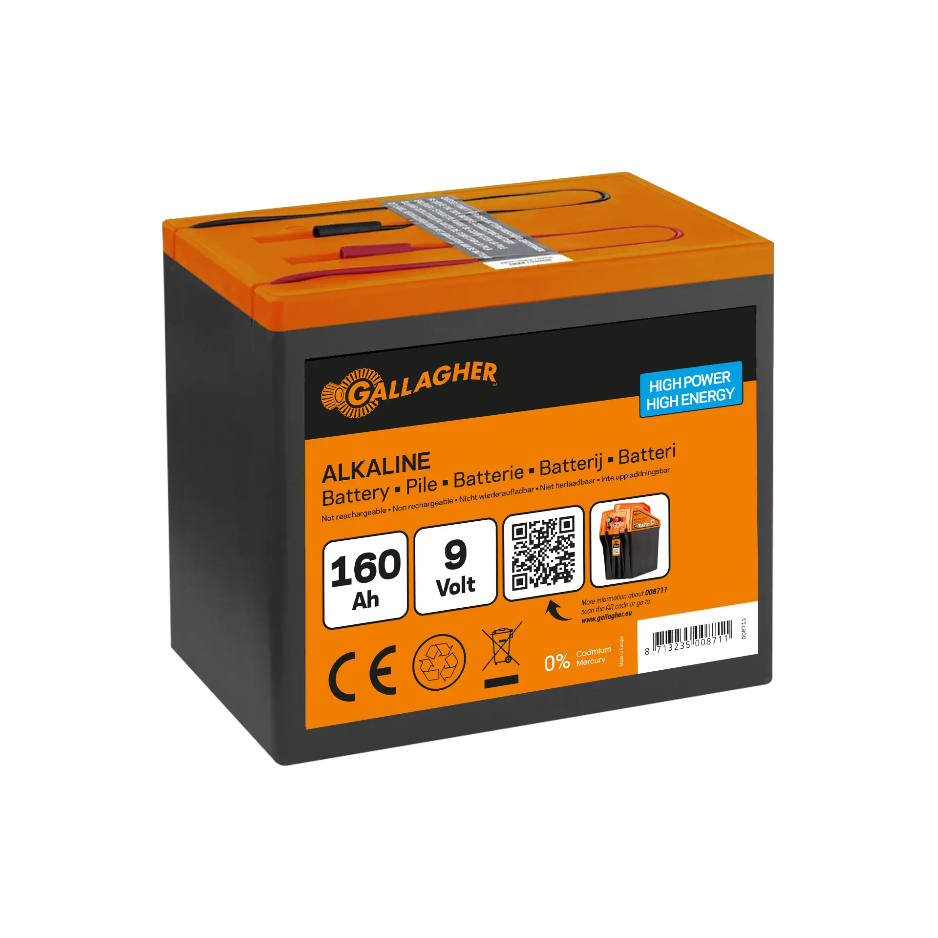 Powerpack alkalinebatterij 9V/160Ah - 190x125x160mm