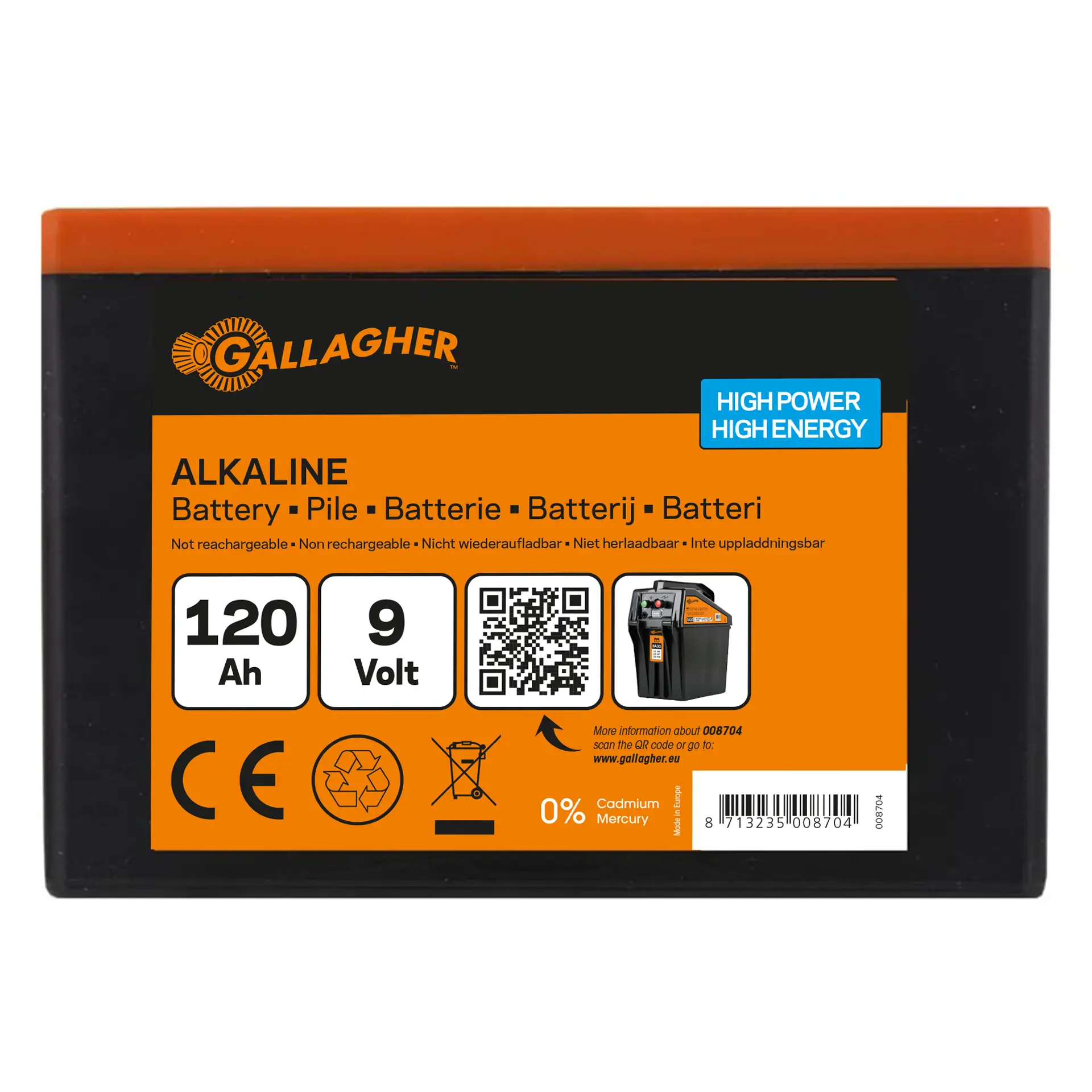 Powerpack alkalinebatterij 9V/120Ah - 160x110x115mm (2)