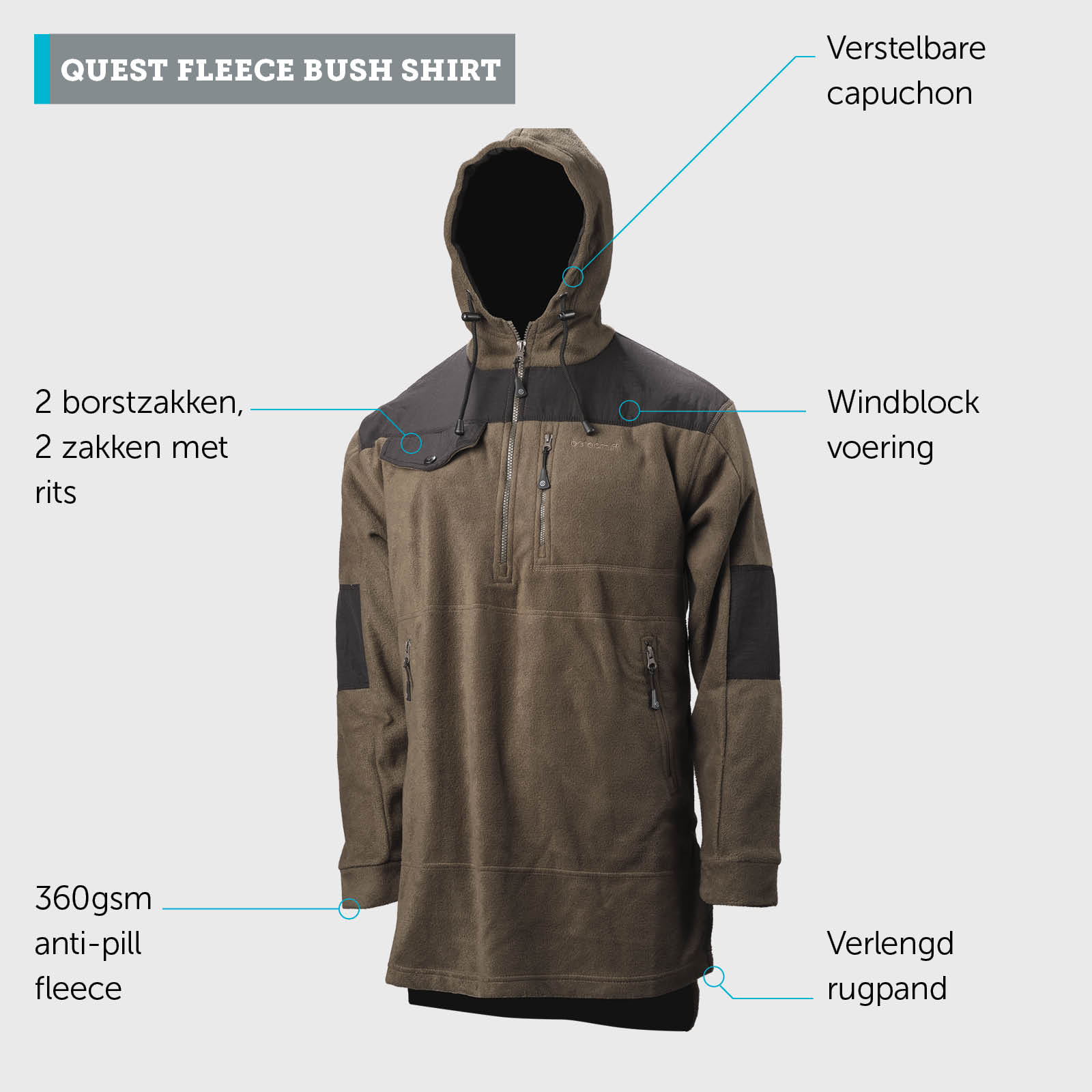 Quest Bush Shirt - Olijfgroen, 2XL (4)
