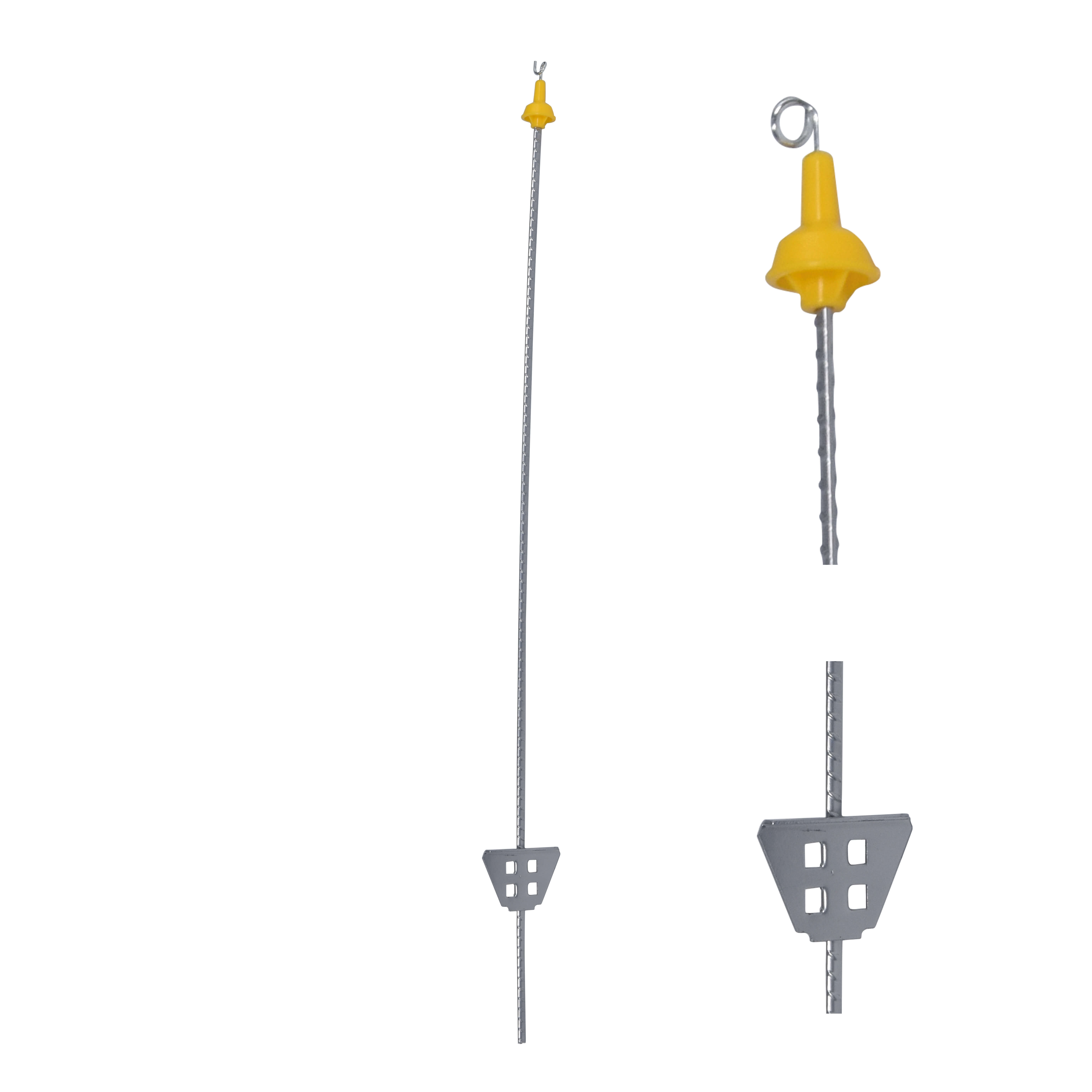 Veerstalen paal 1,05 m, met gele pigtail-isolator (25) (2)